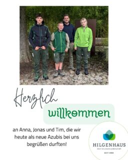 𝑯𝒆𝒓𝒛𝒍𝒊𝒄𝒉 𝒘𝒊𝒍𝒍𝒌𝒐𝒎𝒎𝒆𝒏

Wir freuen uns sehr, dass wir heute 3 neue Azubis bei uns begrüßen durften!

Anna, Jonas und Tim: Herzlich willkommen im Team! 🙂🙂🙂

In den nächsten drei Jahren werdet ihr spannende Einblicke in die vielseitige Welt des GaLaBaus bekommen – von der Neuanlage und Pflege von Grünflächen über Wege- und Pflasterbau bis hin zur Arbeit mit Maschinen und Pflanzen. Gemeinsam schaffen wir grüne Lebensräume – kreativ, nachhaltig und mit ganz viel Teamgeist!

Wir wünschen euch einen tollen Start, viel Erfolg und vor allem Spaß bei eurer Ausbildung! 💪

Euer Team von Hilgenhaus Grünbau 🌱

➡️ Ihr interessiert euch ebenfalls für eine Ausbildung zum Gärtner, Fachrichtung Garten- und Landschaftsbau? Hier findet ihr nähere Infos: https://hilgenhaus-gruenbau.de/ausbildung/

 #DeineZukunft #arnsberg #gartenpflege #gartenbau #grünistunsereleidenschaft #ausbildung #GALANET